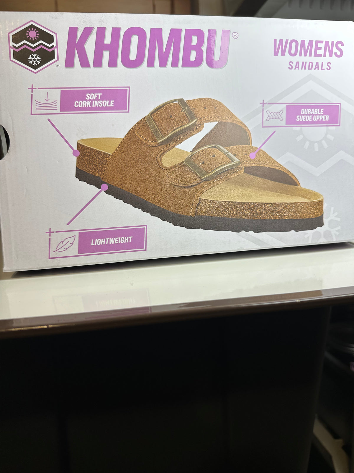 Khombu Womens Sandals Brown Shoes Slide Suede Leather Upper Durable Lightweight