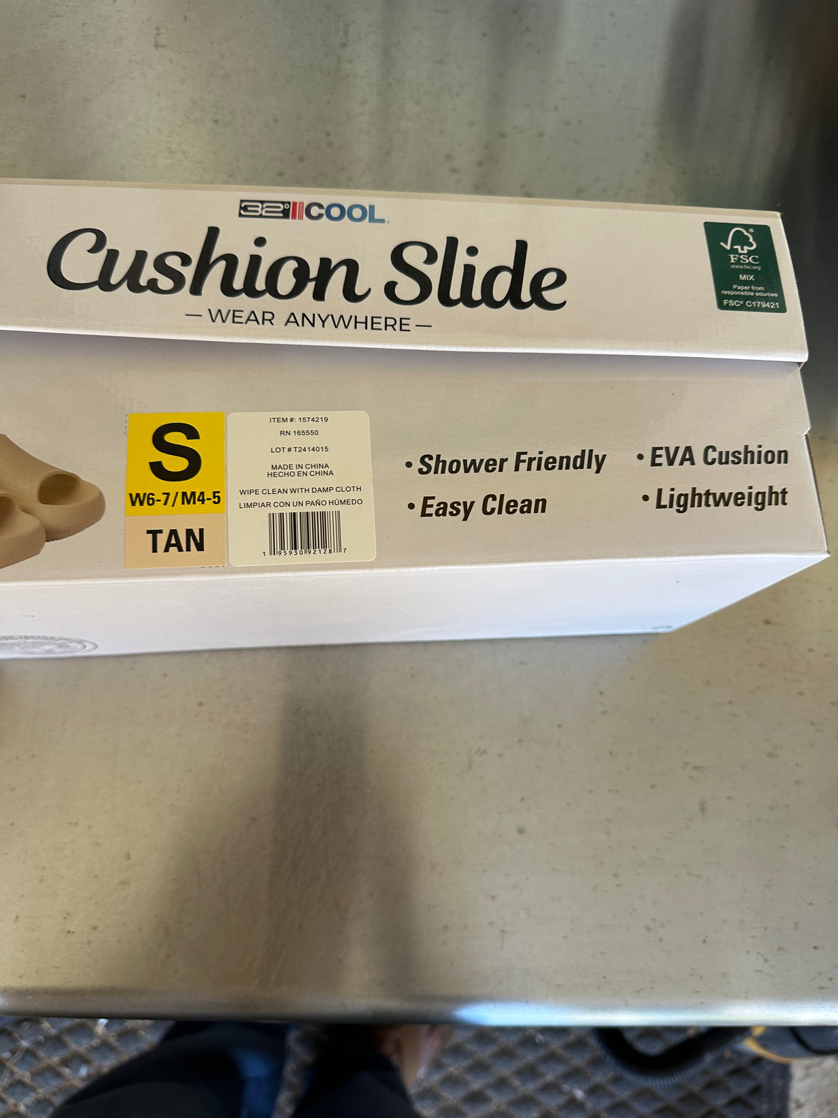 32 Degrees Cool Cushion Slide Sandals TAN
