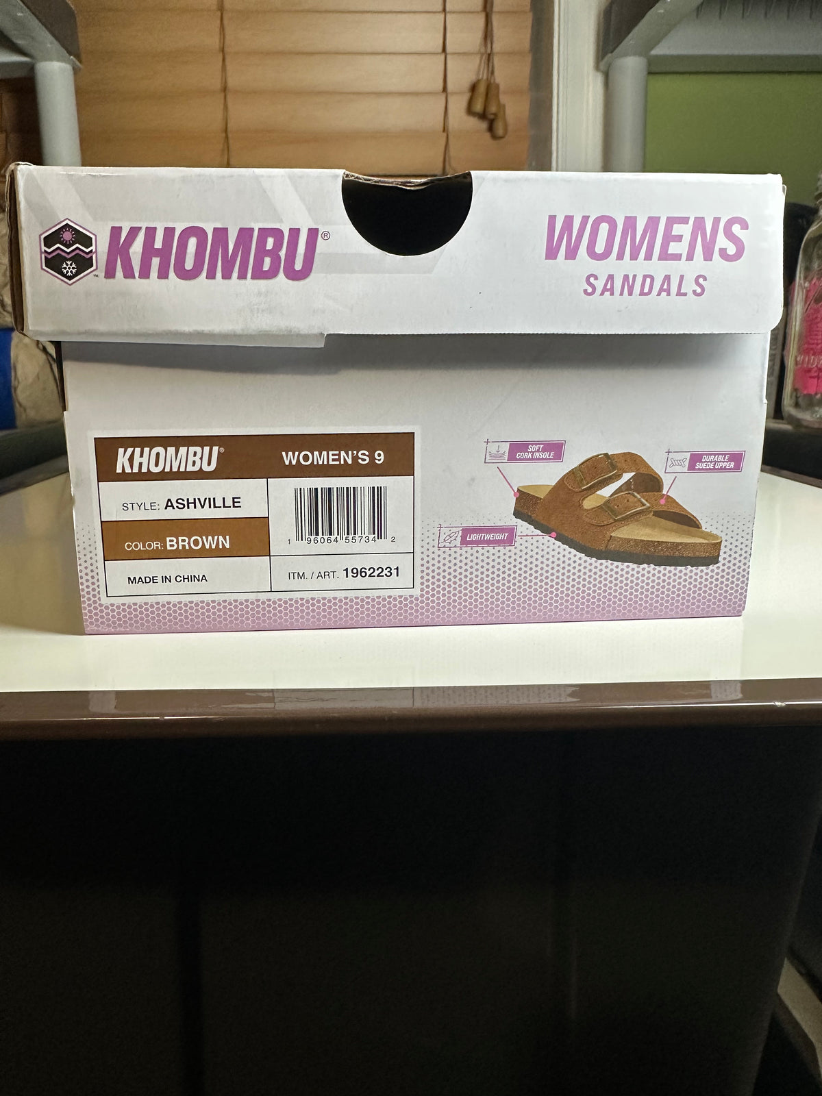 Khombu Womens Sandals Brown Shoes Slide Suede Leather Upper Durable Lightweight