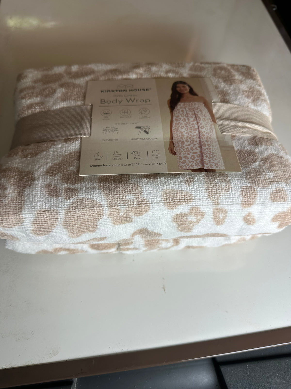 Kirkton House Body Wrap Women One Size tan / white Cotton Spa Towel Adjustable