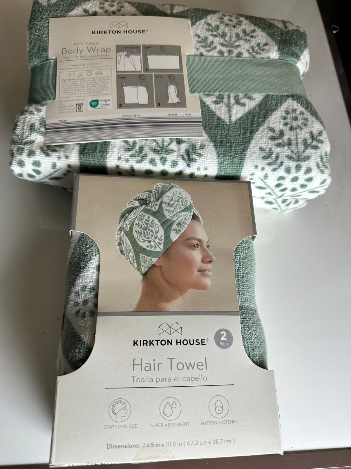 Kirkton House 100% Cotton Body Wrap Towel & 2 pack hair towel Fast Drying NEW