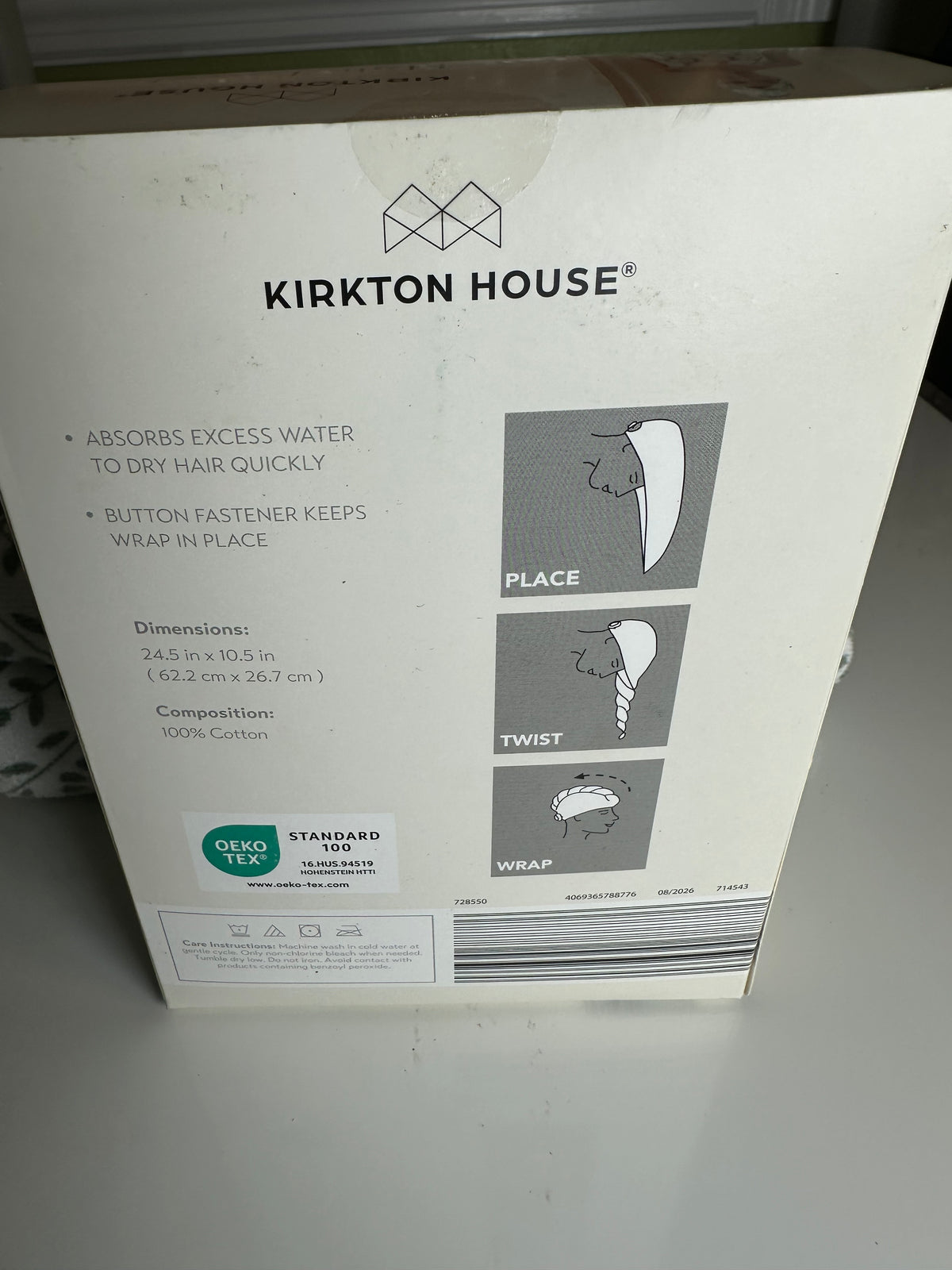 Kirkton House 100% Cotton Body Wrap Towel & 2 pack hair towel Fast Drying NEW