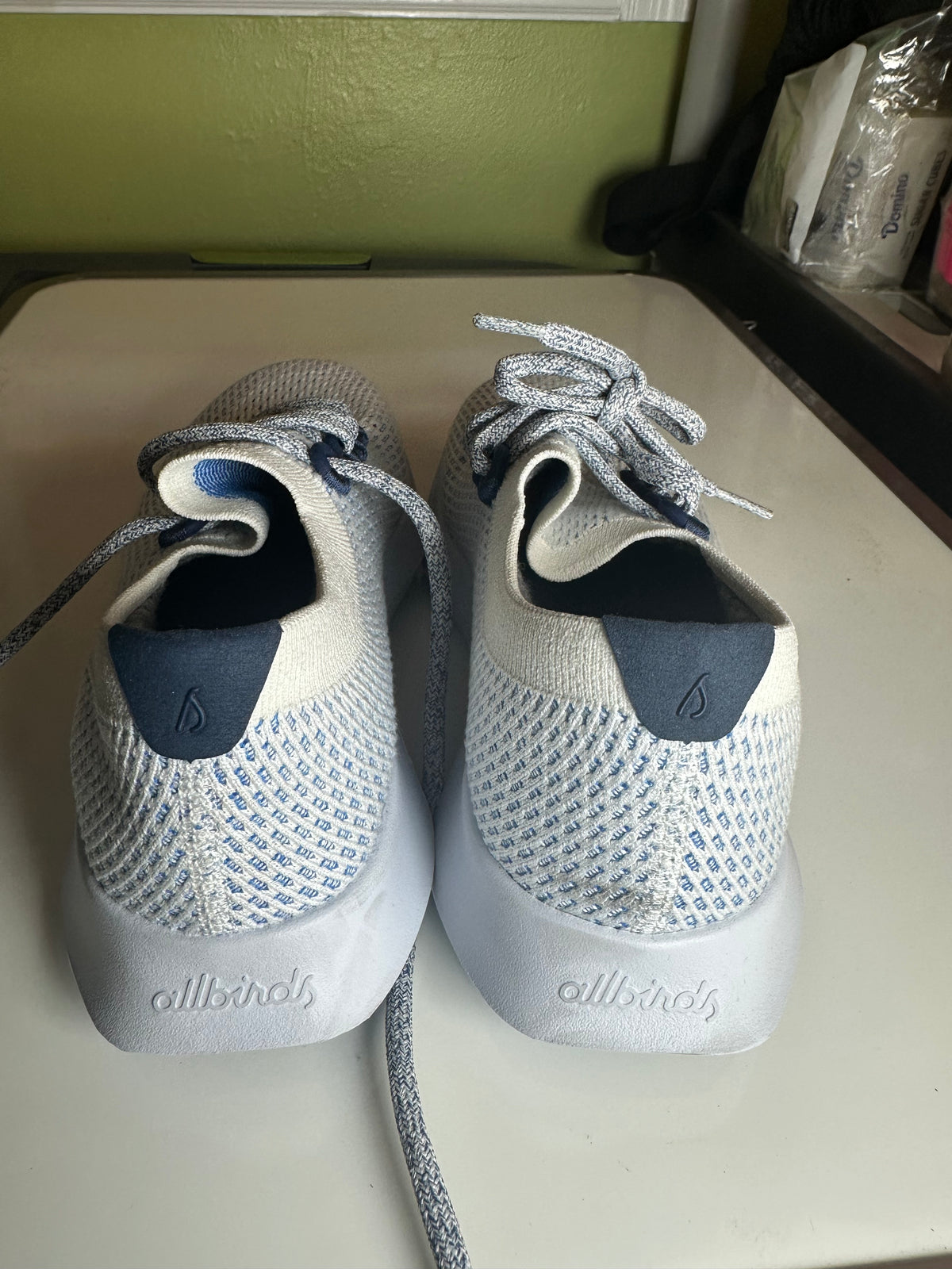 Allbirds Tree Dasher Sneakers Women’s 8 Blue White Knit Lace Up Running Shoes