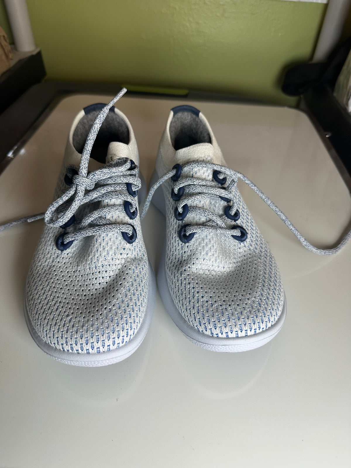 Allbirds Tree Dasher Sneakers Women’s 8 Blue White Knit Lace Up Running Shoes