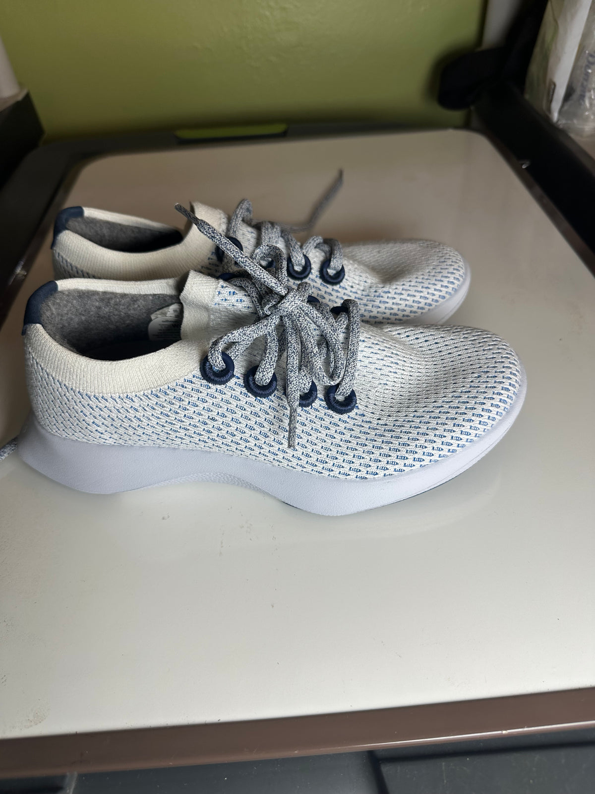 Allbirds Tree Dasher Sneakers Women’s 8 Blue White Knit Lace Up Running Shoes