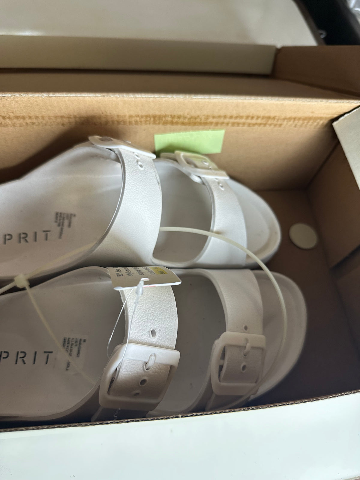ESPRIT Women's White Flat Sandals with Adjustable Buckle Straps