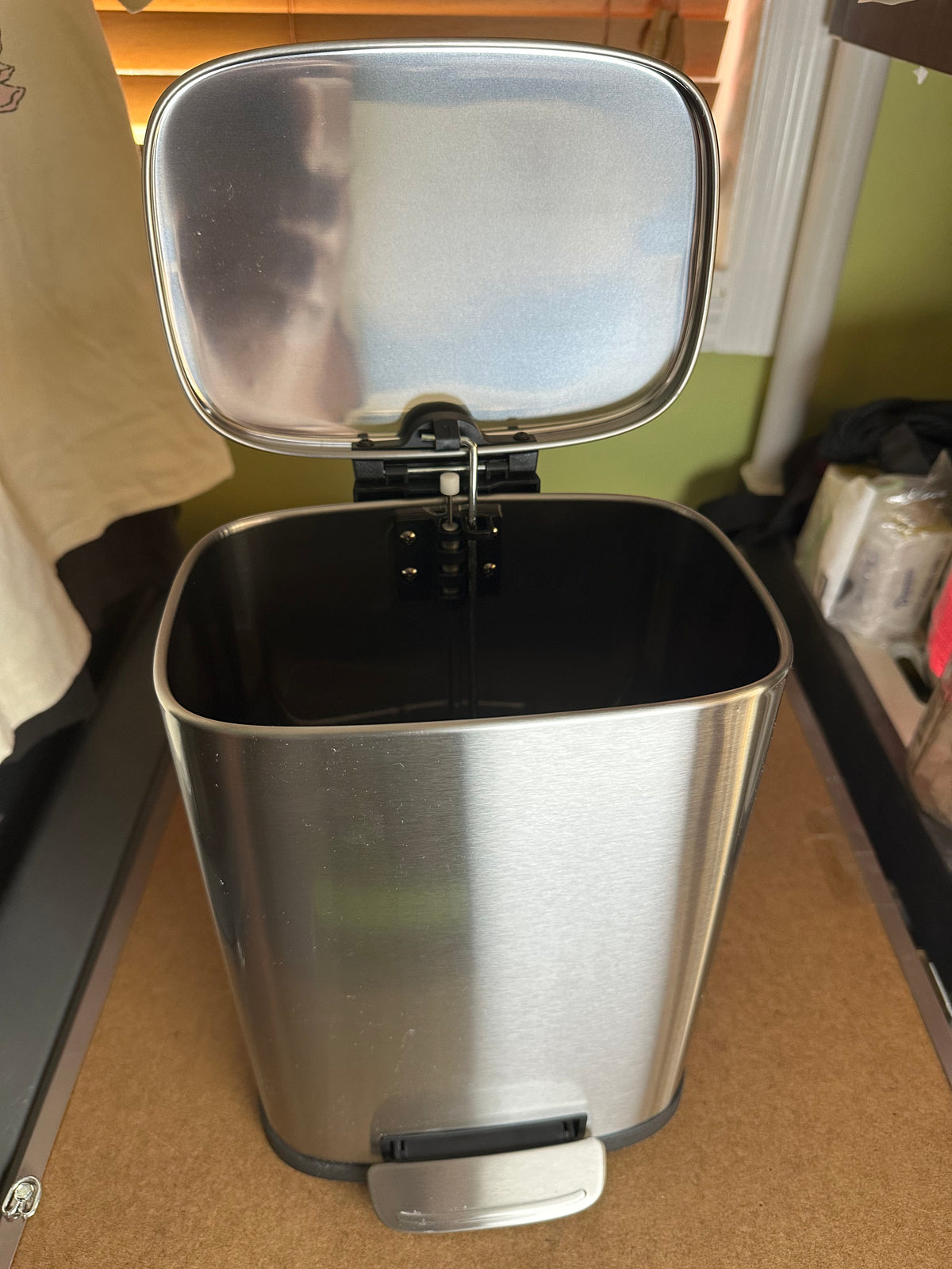 Stainless Steel Trash Can, Silver/Black, Small (Used)