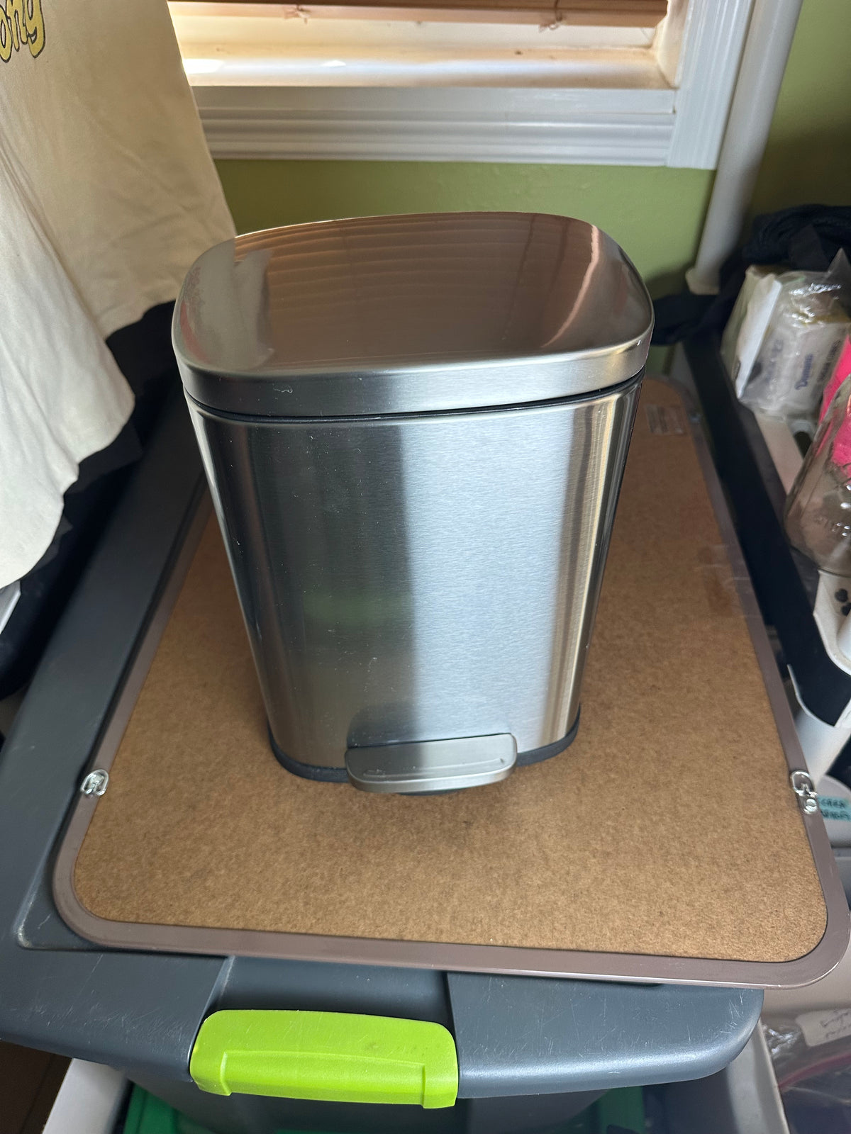 Stainless Steel Trash Can, Silver/Black, Small (Used)