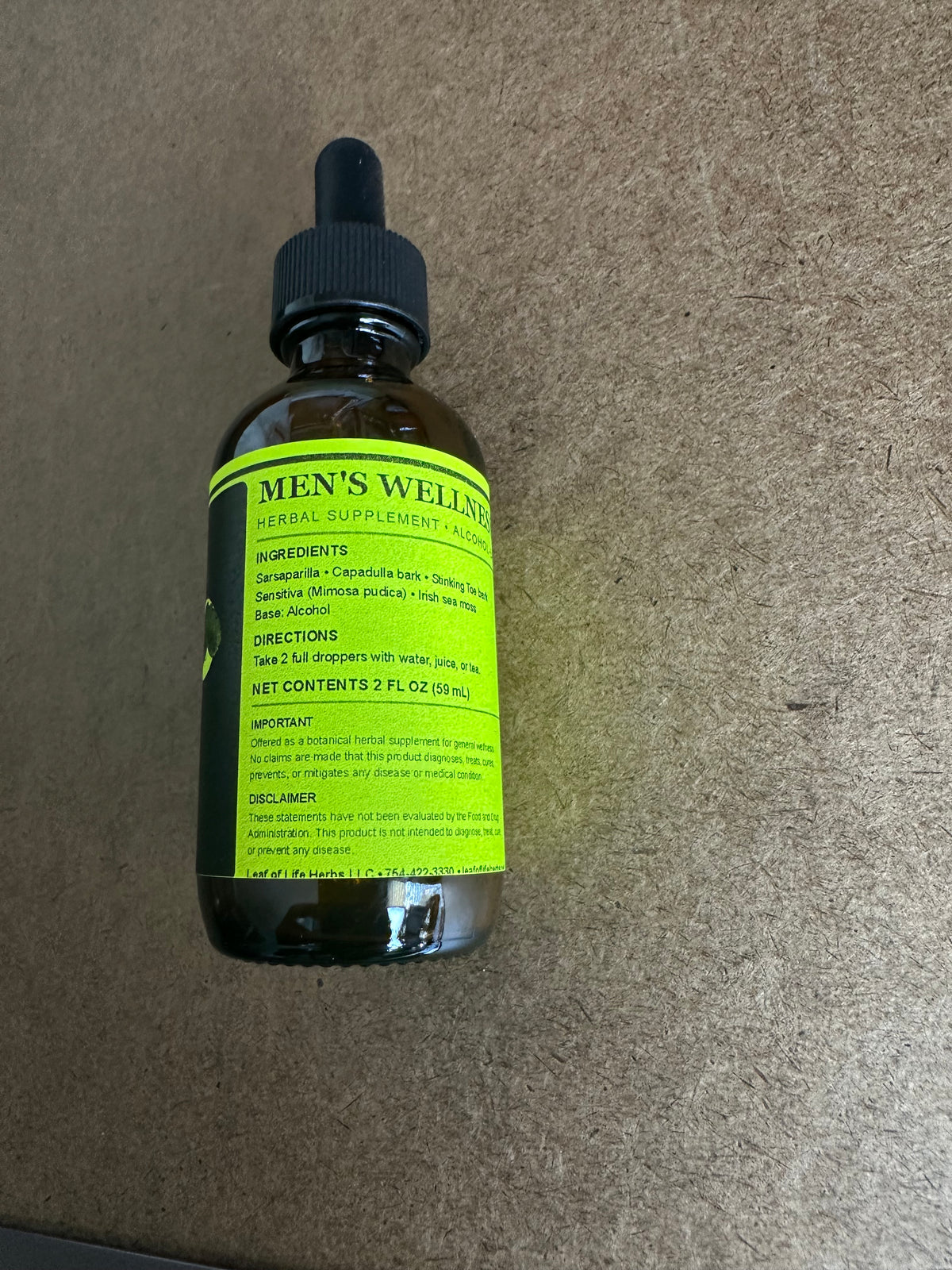Men’s Botanical Tincture – Alcohol-Based, 2 fl oz