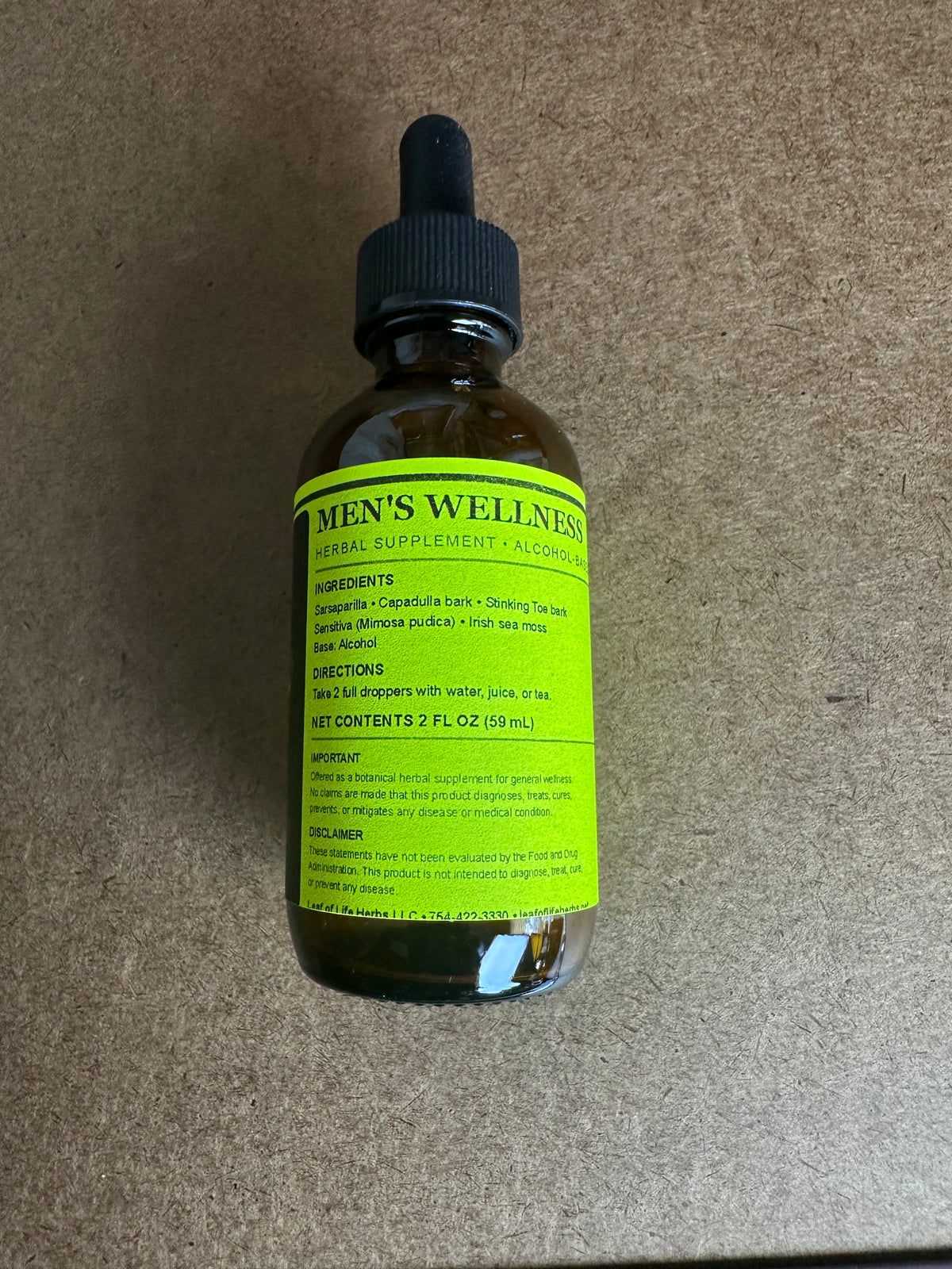 Men’s Botanical Tincture – Alcohol-Based, 2 fl oz