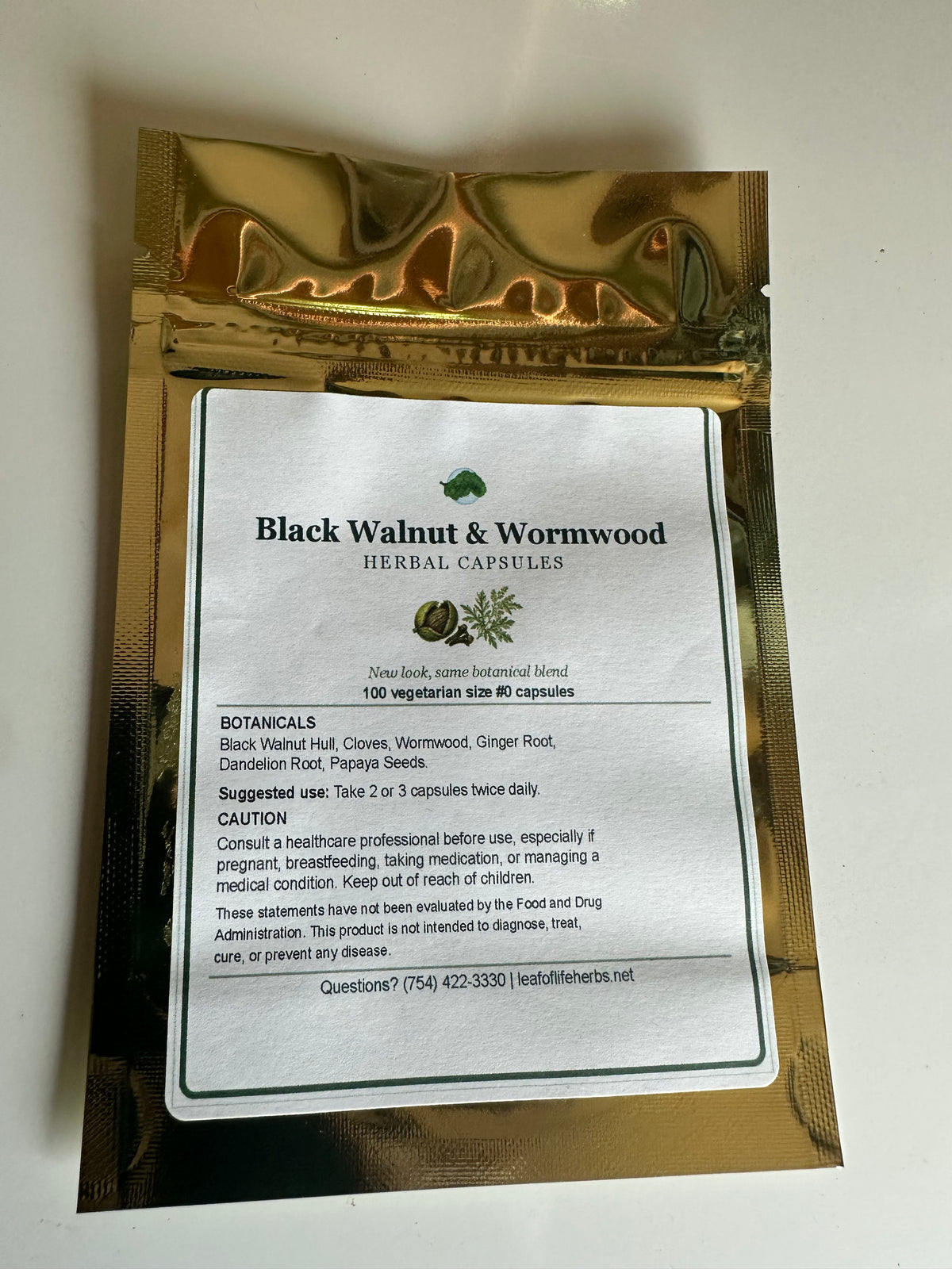 Black Walnut & Wormwood Herbal Capsules – 100 Count