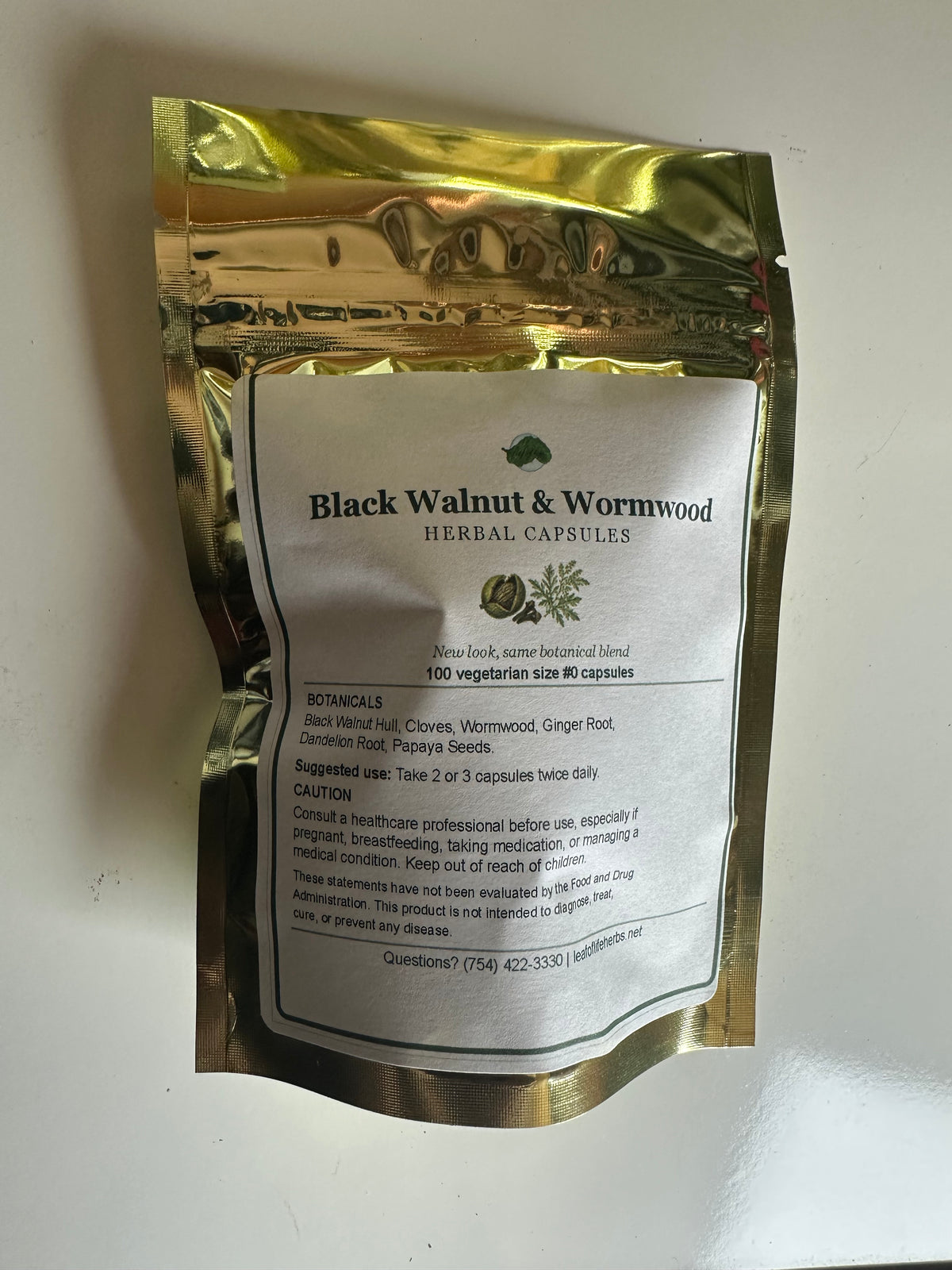 Black Walnut & Wormwood Herbal Capsules – 100 Count