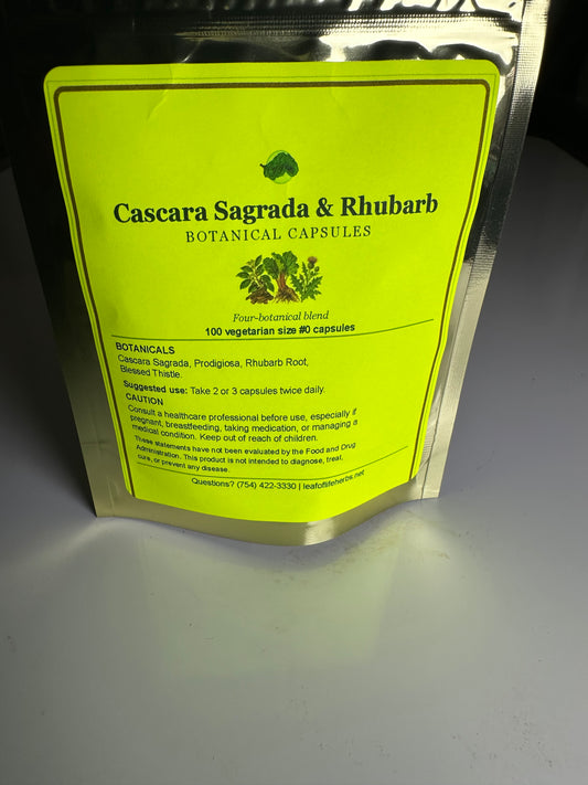 Cascara Sagrada & Rhubarb Herbal Capsules – 100 Count