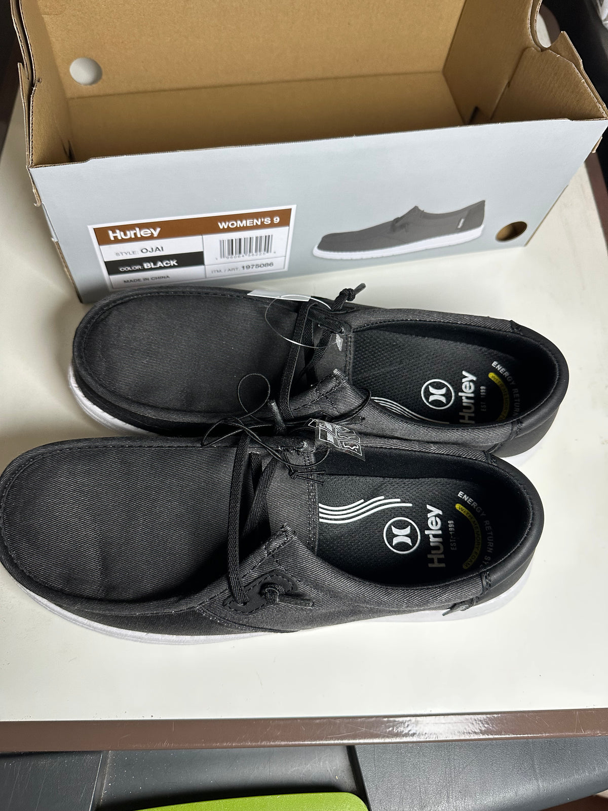 Hurley Ojai Women's Black & White Memory Foam Slip-On Shoes