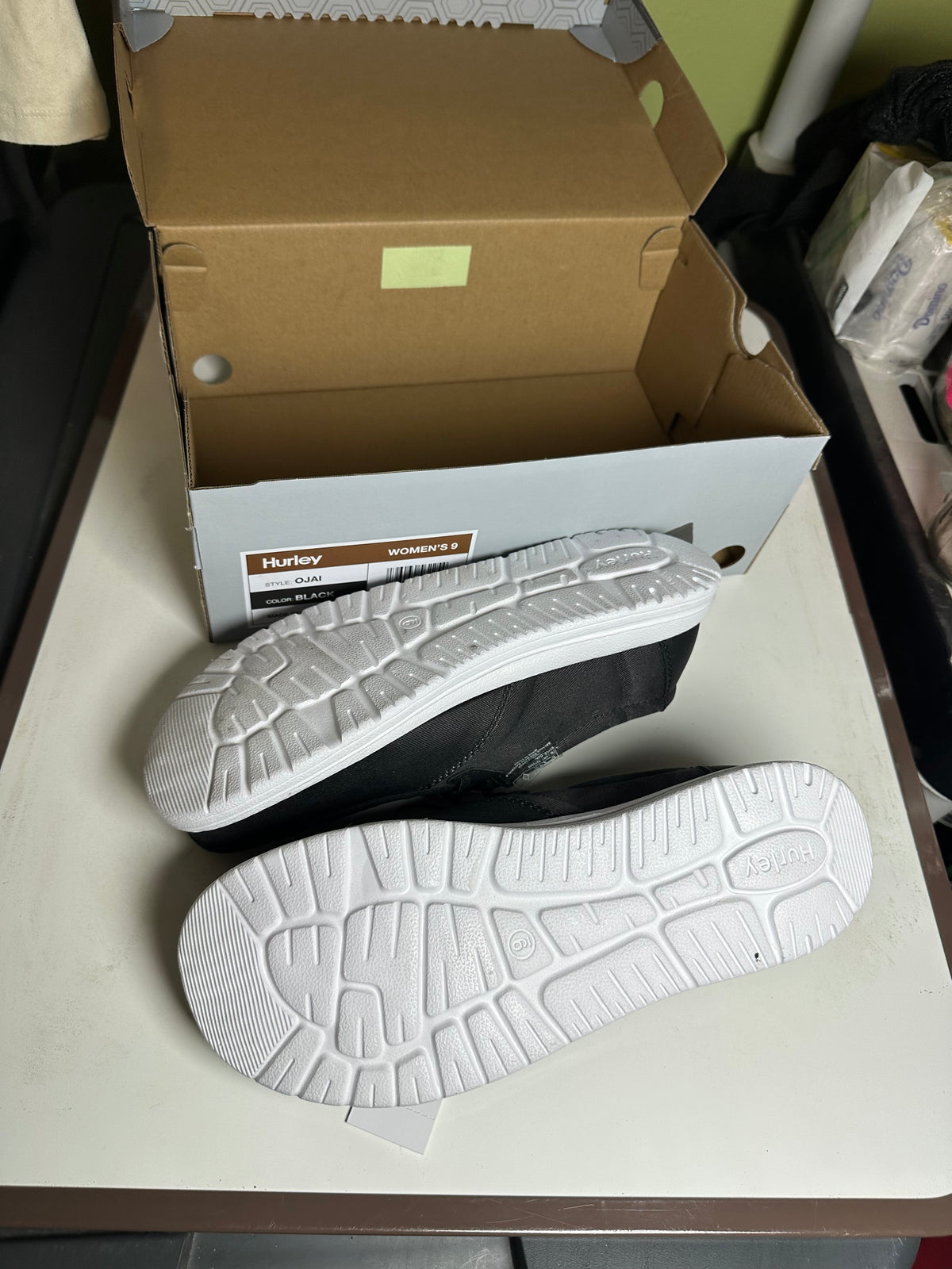 Hurley Ojai Women's Black & White Memory Foam Slip-On Shoes